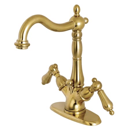 Kingston Brass KS1437AL 2-Handle Bathroom Faucet W/Brass Pop-Up & Cover Plate, Brass KS1437AL